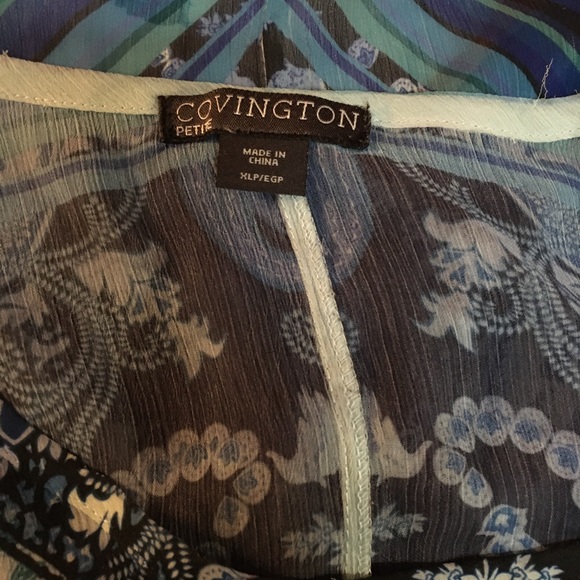 Covington 2 piece set. Blue and white Tank Top and sheer matching top - Picture 12 of 13